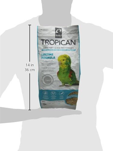 Hagen Tropican Lifetime Formula Parrot Food, 4 lb. - Hari Parrot Food with Peanuts & Sunflower Seeds and Balance Nutrition Levels