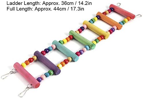 Wood Climbing Ladder Toy Colorful Wood Beads Climbing Ladder Toy Parakeet Swing Bird Toy with Hanging Hook