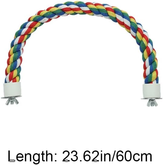 Bird Perch Rope Colorful Bird Spiral Rope Practical Parrot Toy Parrot Climbing Rope Cotton Rope Swing Bird Ladder Bridge for Large Medium Small Parrots (24 Inch)