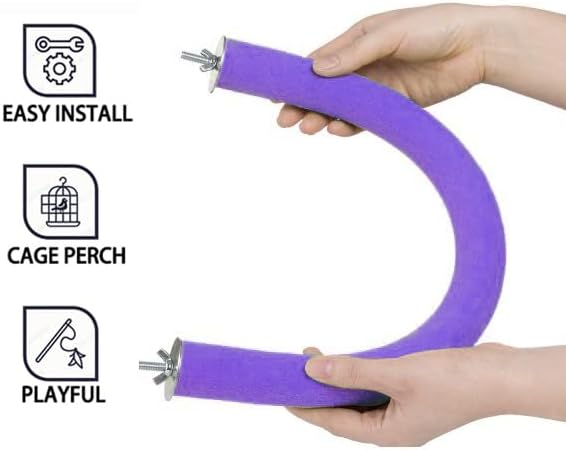 2Pcs 7.9Inch Purple U Shape Rough-surfaced Sands Stick Bird Perches Bird Cage Perches Toy for Regular to Large Parrot,Amazon,Parakeets,Macaw