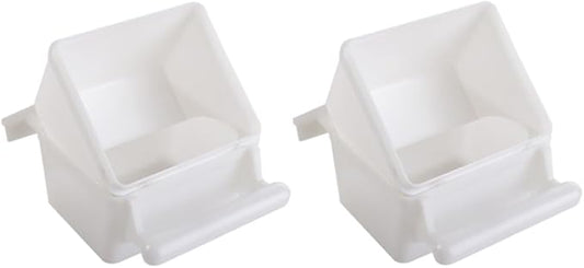 2Pcs Small Bird Slot Feeder No Mess Parakeet Cage Hanging Feeder Plastic Food & Water Dispenser Bowl