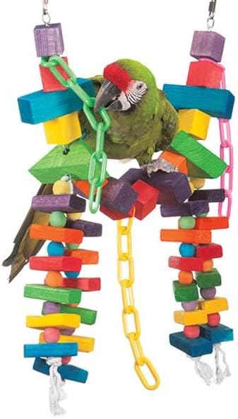 Super Bird Creations - Rainbow Bridge Bird Toy - Durable & Entertaining Bird Playground for Amazons African Greys Eclectus Cockatoos Macaws - Colorful Bird Toy for Large & Extra-Large Birds 29" x 13"