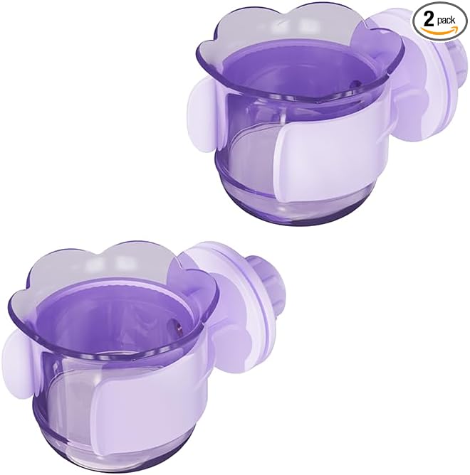 2pcs/4pcs PET Bird Bowls with Clamp, Bird Cage Feeder, Durable Water Bowl, Feeding Cups, Water Feeder for Cockatiel, Parakeet, Macaw, Finches, Lovebirds, Small Animals Gray (Purple, 2pcs)