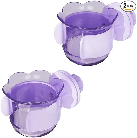 2pcs/4pcs PET Bird Bowls with Clamp, Bird Cage Feeder, Durable Water Bowl, Feeding Cups, Water Feeder for Cockatiel, Parakeet, Macaw, Finches, Lovebirds, Small Animals Gray (Purple, 2pcs)