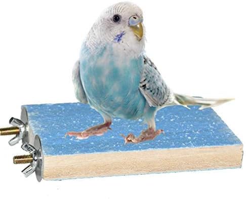 Mrli Pet Bird Cage Accessories, Parrot Perch Stand Platform Natural Wood Grinding for Budgie Parakeet Cockatiels Conure Lovebirds, Blue