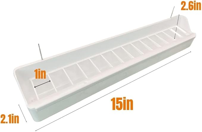 2GR White Bird Feeder with Removable Grill 2 Pack - Clean Feeding Solution for Cages and Aviaries with No Mess for Canaries, Lovebirds, Cockatiels, Parakeets and Small Parrots