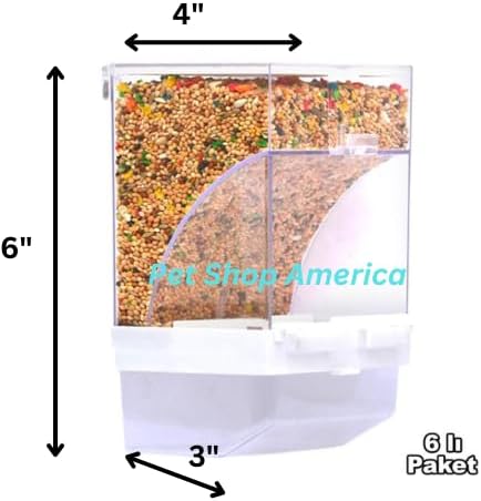 Bird AutomaticAuto Feeder No Mess Feeding Station Acrylic Transparent Clear Acrylic Suitable for Parakeet, Canary, Budgie, Cage, Aviary