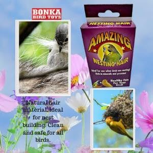 Bonka Bird Toys 2286 Pk3 Natural Sterilized Hair Nesting Material Breeding Box Nest Pet, Budgie, Canary, Parrotlet, and Similar Breed Sizes