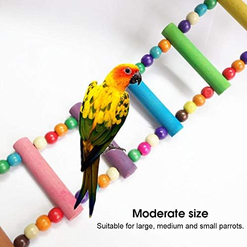 Wood Climbing Ladder Toy Colorful Wood Beads Climbing Ladder Toy Parakeet Swing Bird Toy with Hanging Hook