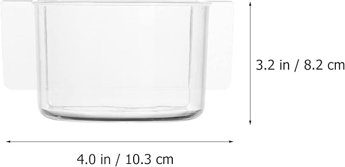 Ipetboom Bird Cage Feeding Containers: 6 pcs Clear Bird Food Trough and Water Feeder Cups - Thick Semicircle Food Box Accessories for Birds Pigeon Chicken, Transparent, 4X3.2X2in
