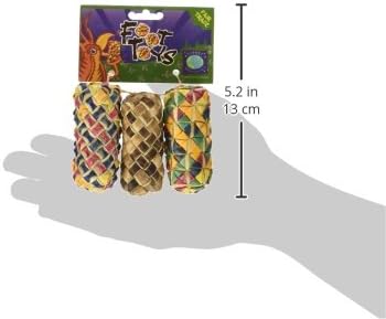 Planet Pleasures Woven Cylinder Foot Toy (3 Pack), Small