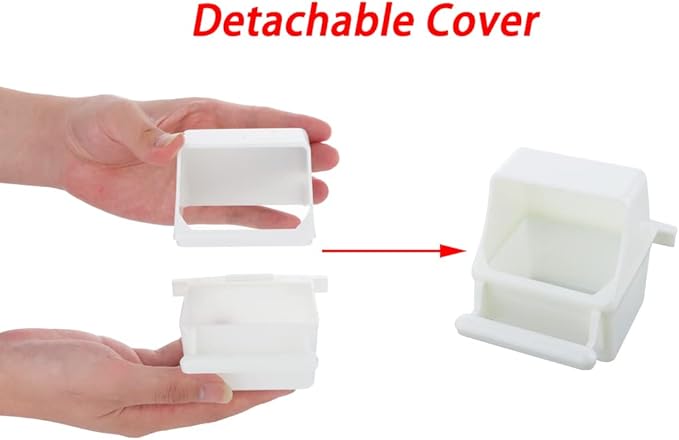 4 Pcs Bird Small Slot Feeder Plastic Food and Water Dispenser Bowl No Mess Cage Hanging Feeder Cup (White)
