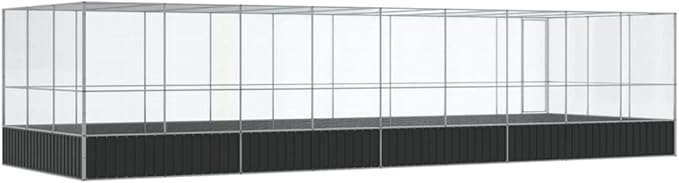 Galvanized Steel Large Flight King Bird Cage with Extension, Steel Outdoor Aviary, Outdoor Indoor Large Bird Cage Aviary Pet House for Cockatiels African Parakeets, 366.9"x120.9"x83.5",-317