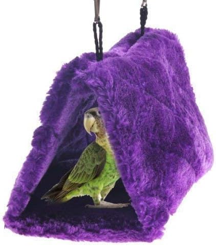 Plush Pet Bird Hut Nest Cdycam Hammock Hanging Cage Warm Nest Happy Snuggle Cave Tent (Purple, Medium)