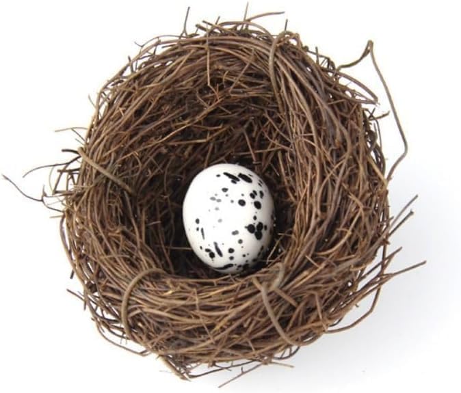 Artificial Bird Nest, Bird Nest with Artificial Bird Eggs, Bird Nest for Cage,Country Style Simulation Twig Bird Nest for Handmade Easter Rattan Nest Easter Supplies Nests Birdcage Accessories