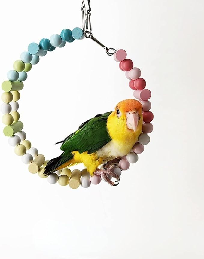 Bird Parrot Toys Ladders Swing Chewing Hanging Pet Cage Accessories Hammock Toy for Small Parakeets Cockatiels, Lovebirds, Conures (Macaron Color Ladder 10 Step), grey