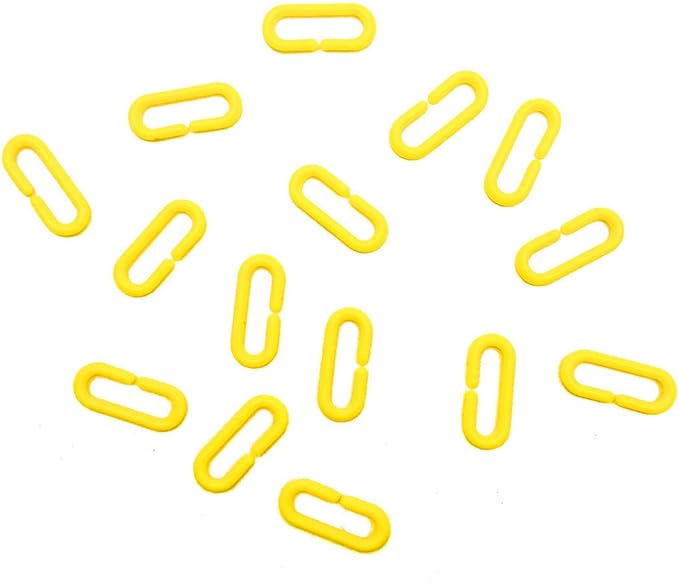 200-Piece Yellow Plastic Chain Links & Toys - Interlocking C-Clip Bird Cage Accessories for Parakeets, Sugar Gliders, Small Pets (Climbing/Swinging Toys)