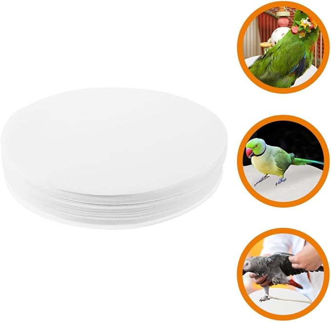 Abaodam 100pcs Round Bird Cage Liners, Disposable Bird Cage Paper Liners Absorbent Cushions, Non-Woven Lining Pads Mats for Parrots, Parakeet, Small Animals, Pet for Easy Cleaning
