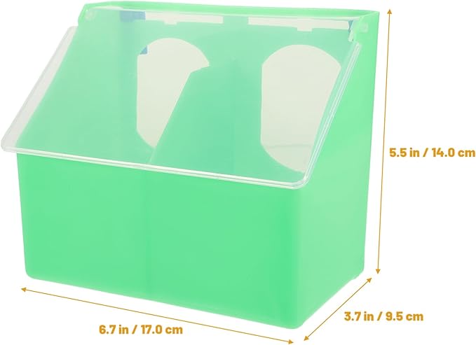Balacoo Hangable Pigeon Feeder 6.69×5.51×3.74In Multi-Grid Food Box with Lid – Bite-Resistant Plastic Cage Feeder Cuts Waste & Mess for Parakeets, Cockatiels