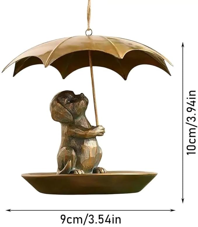Animal Bird Feeder with Umbrella, Metal Squirrels Feed,Squirrel Umbrella Birds Feeder Birds Feeds for Outdoors Funny Cat Dog for Home Outdoor Decoration and Bird Enthusiasts (Dog)