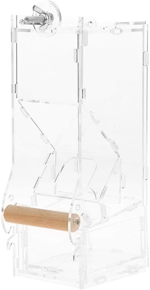 Bird Automatic Food Feeder, 1Pc Acrylic Transparent Parrot Integrated Automatic Feeder Automatic Bird Seed Feeder for Small to Medium Birds(M Single Type)