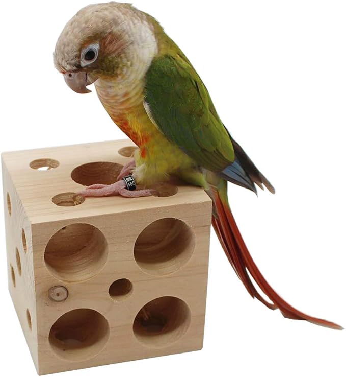 QBLEEV Bird Wooden Block Puzzle Parrot Chicken Foraging Toys, Small Animal Shredding Teething Parakeet Cockatiel Conure Budgie Cage Toys