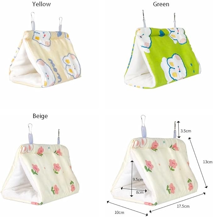 Warm Bird Nest House Bed Hanging Hammock Sleeping Bed Plush Hanging Snuggle Cave Hut for Pet Parrot Parakeet Cockatiel Conure Cockatoo(Beige)
