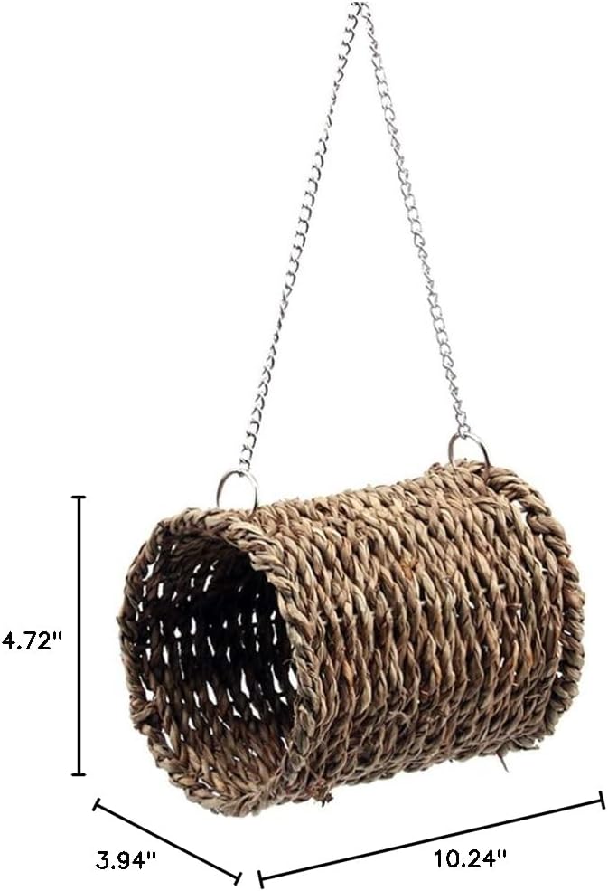 POPETPOP Seagrass Bird Hut - Bird Tent Snuggle Toy Sea Grass Bird & Small Animal Snuggle Hut