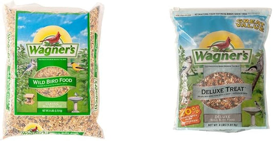 Wagner's 52003 Classic Blend Wild Bird Food, 6-Pound Bag & 62067 Deluxe Treat Blend Wild Bird Food, 4-Pound Bag