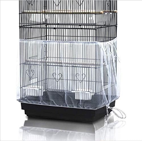 JUTTA Bird Cage Seed Catcher Parrot Cage Mesh Skirt Universal Birdcage Cover Birdseed Nylon Net Guard extra large (Not Include Birdcage) (White)