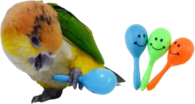 3PCS- Colourful Mini Ball Sand Hammer Parrot Rattle Shaker Musical Sound Toy Intelligent Sand Hammer Toys for Parakeets Canaries Cockatiels Conure Lovebirds(Random Color)