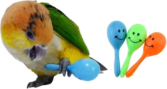 3PCS- Colourful Mini Ball Sand Hammer Parrot Rattle Shaker Musical Sound Toy Intelligent Sand Hammer Toys for Parakeets Canaries Cockatiels Conure Lovebirds(Random Color)