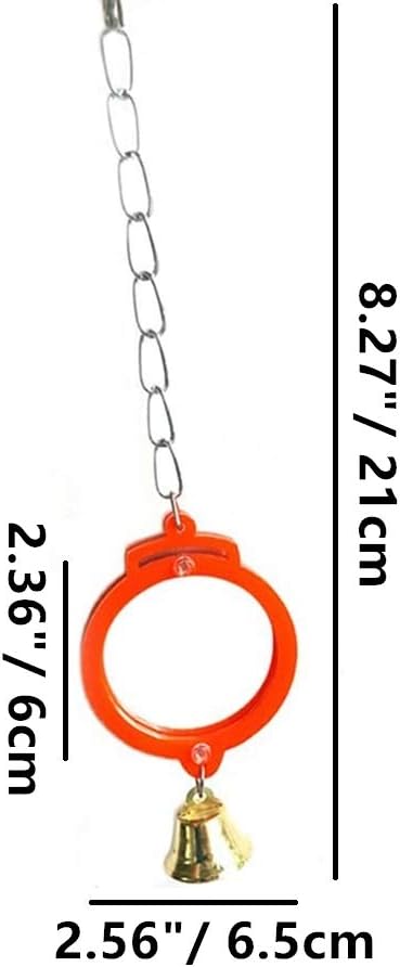 Bird Mirror Toy with Bell Swing Hanging Ringer Leather Mirror Toy Parrot Cage Accessories Decoration for Small and Medium Parakeet Cockatiel Finch Lovebird Conure Budgie Cockatoo African Grey (D)