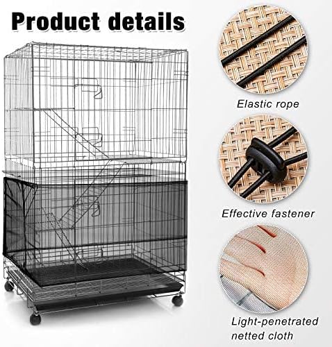 Shappy Large Bird Cage Seed Catcher,Bird Cage Cover Net Skirt Guard,Adjustable Soft Airy Mesh Net for Parrot Parakeet Macaw(78.7 x 15 Inch/ 200 x 37 cm,Black)