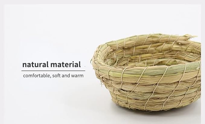 Bird Breeding Nest Bed for Parakeet Cockatiel Canary Lovebird and Small Parrot Cage Hatching Nesting Box (Straw)