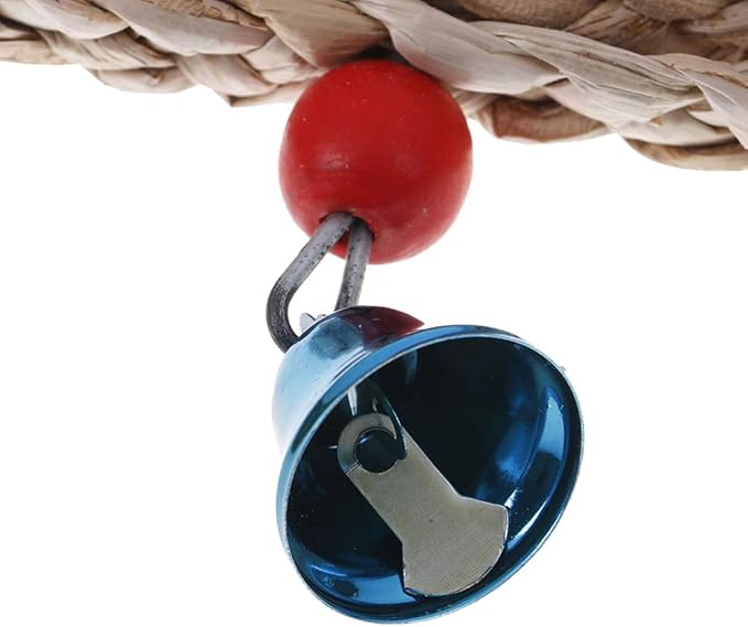 Parrot Bird Chewing Toys Dry Straw Natural Wooden Grass Chew Bite Hanging Cage Bell Swing Climb Chew Toys Parakeets,Cockatiels,Lovebirds Foraging Toys Bird Supplies