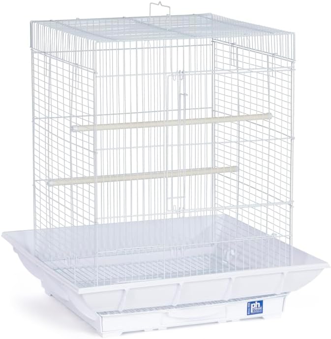 HomeStock Mountain Majesty Clean Life Bird Cage with Spacious Interior, Durable Build, Easy-to-Clean Features, and Secure Design for Birds' Comfort White