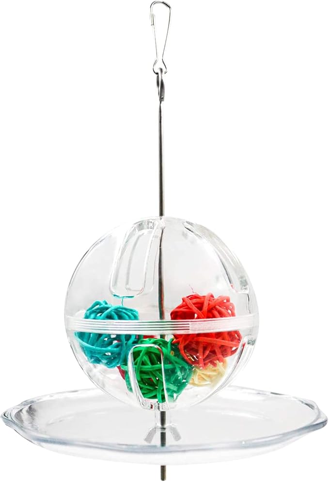 Bird for Creative Foraging Feeder Food Ball Rotate Training Toy Rattan for Small and Parrots Parakeets Conu Bird Foraging Feeder Toys Food Stainless Steel Hanging Food Treat Holder