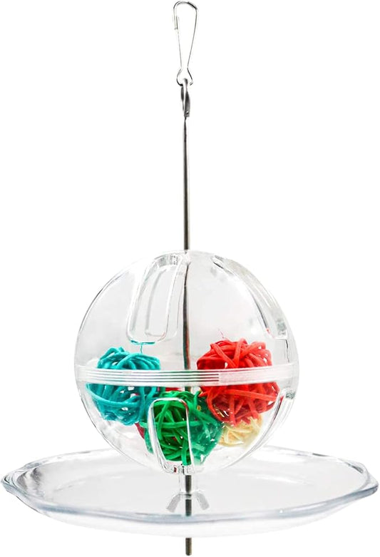 Bird for Creative Foraging Feeder Food Ball Rotate Training Toy Rattan for Small and Parrots Parakeets Conu Bird Foraging Feeder Toys Food Stainless Steel Hanging Food Treat Holder