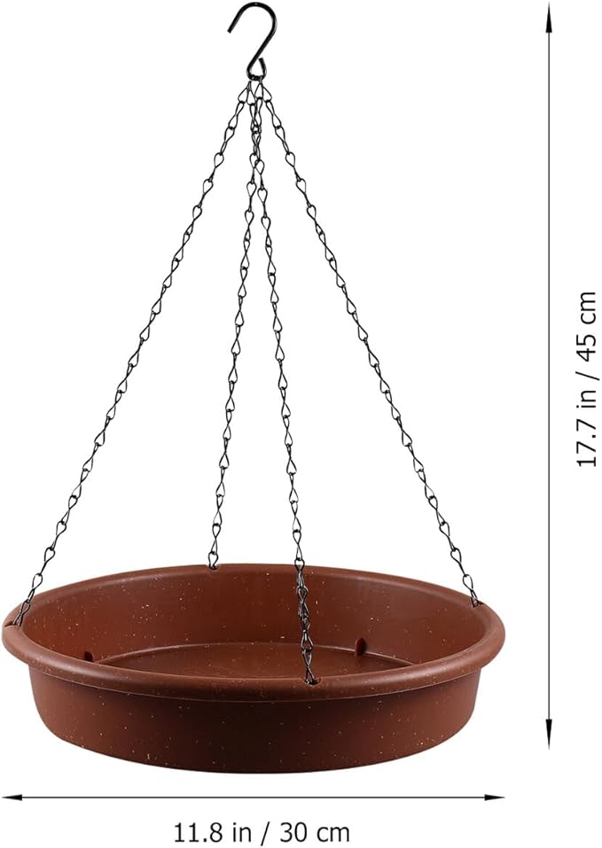 Happyyami Outdoor Hanging Bird Bath and Feeder Basin Iron and PP Material Multi-Purpose Tray for Garden Decoration and Bird Feeding