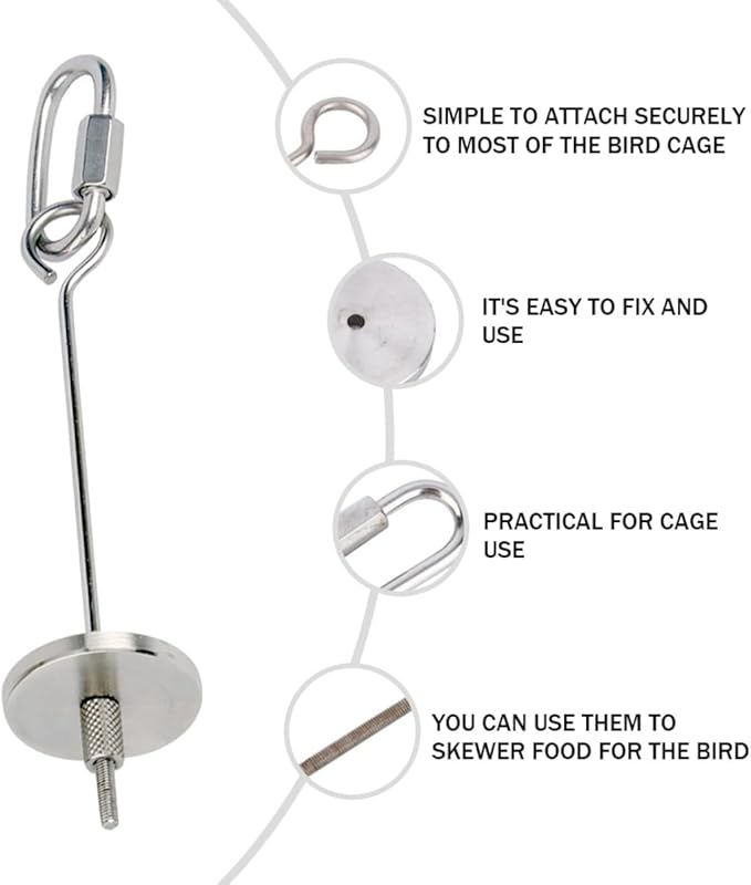 Mipcase Parakeets Feeding Metal Cockatiels Finches Food for Parrot Tray Foraging Vegetable Treat Cages Fork Stick Device Toy Meat Bird Feeder Feeders Fruit S Stainless Cage Steel