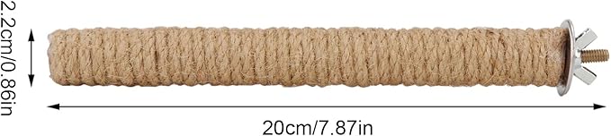 Hypeety Bird Perch Stand Natural Wood Parrot Hemp Rope Perch Birdcage Accessories Perch Standing Toy for Bird Parrot Macaw Cockatoo African Greys Budgies Parakeet 2Pcs (20cm/7.87in)