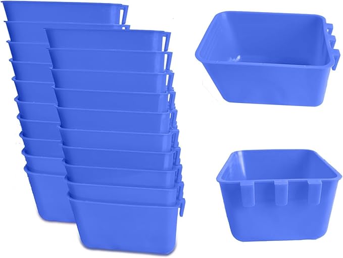 20 Pack Hanging 16 OZ Cage Cup Chicken Feeder Waterer Bird Food Dishes Rabbit Water Pigeon Feeding Watering Bowl with Hooks Bunny Poultry Coop Drinker Duck Quail Seed Treats Dispenser