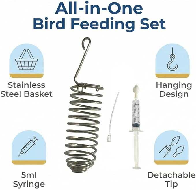 2 pcs Bird Feeding Set, Fruit Stick Feeder for Hanging, Syringe Feeder for Small Animal Food Treats Suitable Parrots Cockatoo Cockatiel