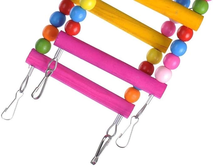 Litewoo Bird Ladder Toy Climbing Bridge Wooden Parrot Swing for Parakeet Cockatiel African Grey Lovebird Finch Budgie Cockatoo Conure Amazon Cage Accessories