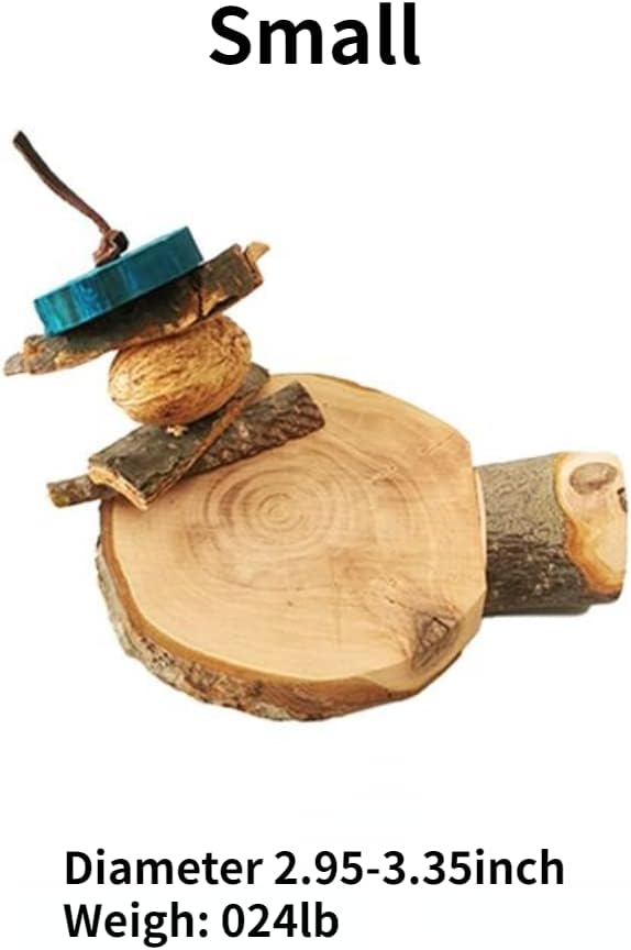 2PCS Natural Wood Perch Stand with Chewing Toy for Small Medium Pet Bird Parrot Budgie Parakeet Cockatiel Conure Lovebird Finch Canary Hamster Gerbil Rat Chinchilla Squirrel Cage Platform (Small)
