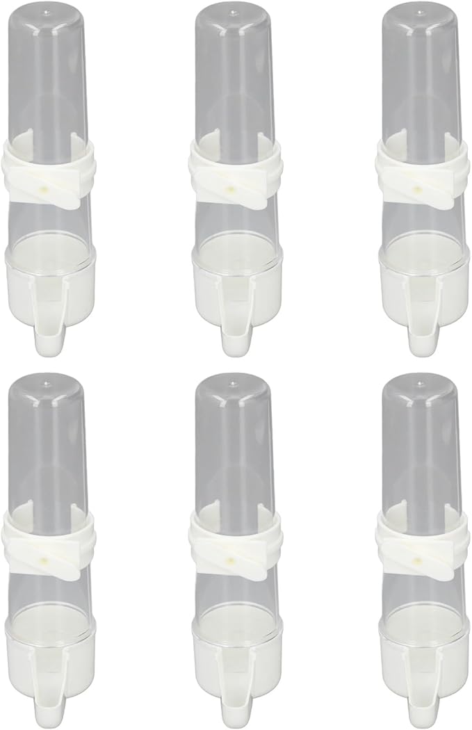 Pet Bird Hanging Water Feeder, 6Pcs EcoFriendly Automatic Bird Cage Water Feeder for Finches (150ml)