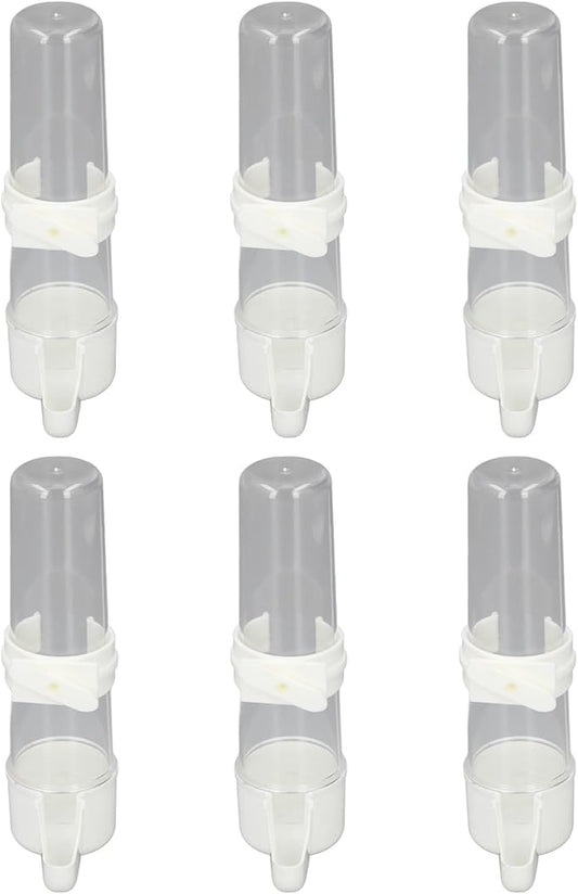 Pet Bird Hanging Water Feeder, 6Pcs EcoFriendly Automatic Bird Cage Water Feeder for Finches (150ml)