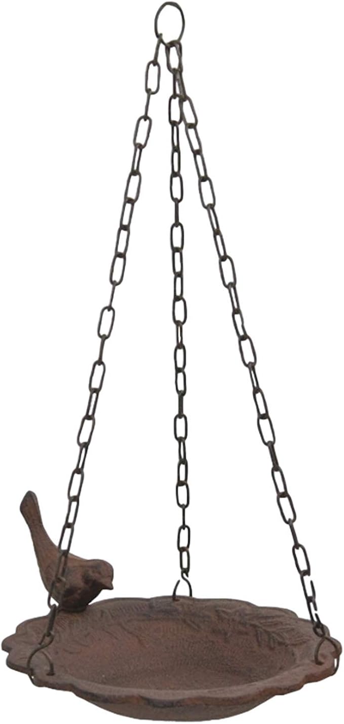 Hanging Birdbath Feeder Cast Iron Patio Garden Yard