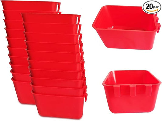 Hanging 16 OZ Cage Cup 20 PCS Chicken Feeder Waterer Bird Food Dishes Rabbit Water Pigeon Feeding Watering Bowl with Hooks Bunny Poultry Coop Drinker Duck Quail Seed Treats Dispenser